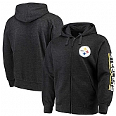 Men's Pittsburgh Steelers G III Sports by Carl Banks Post Route Full Zip Hoodie Charcoal,baseball caps,new era cap wholesale,wholesale hats